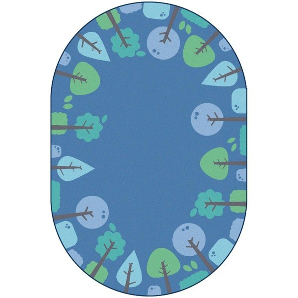 Carpets For Kids 4 x 6 ft. Kidsoft Tranquil Trees RugBlue Oval 1764